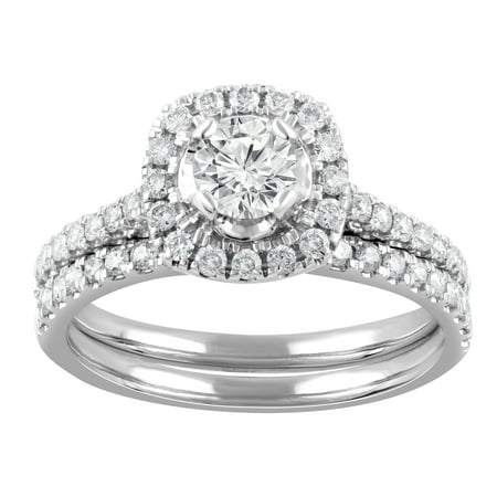 Unique Moments 1 Ct Lab Grown Diamond Wedding Bridal Set in 10K White Gold for Women (J, SI-I1)