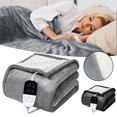 thumbnail image 2 of Washable Double Layer Electric Blanket, Portable, Soft, Thicker Heaters, Home, Car, Office, Room, 130x150cm (Light Grey,UK plug), 2 of 7