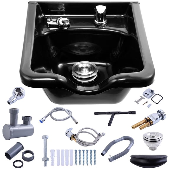 FLROHA Salon Shampoo Bowl ABS Hair Wash Bowl Hairdresser Sink Beauty Salon Equipment Spa Hair Sink Portable Shampoo Basin for Home Barbershop Hair Salons noble