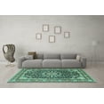 thumbnail image 3 of Ahgly Company Indoor Rectangle Medallion Turquoise Blue Traditional Area Rugs, 5' x 7', 3 of 4