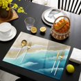 thumbnail image 3 of Teal Ombre Ocean Placemats Set of 8, Summer Beach Coastal Waves Gradient Placemats for Dining Table, Place Mats for Kitchen Tabletop, Waterproof Wipeable Dining Table Mats Set, 3 of 9