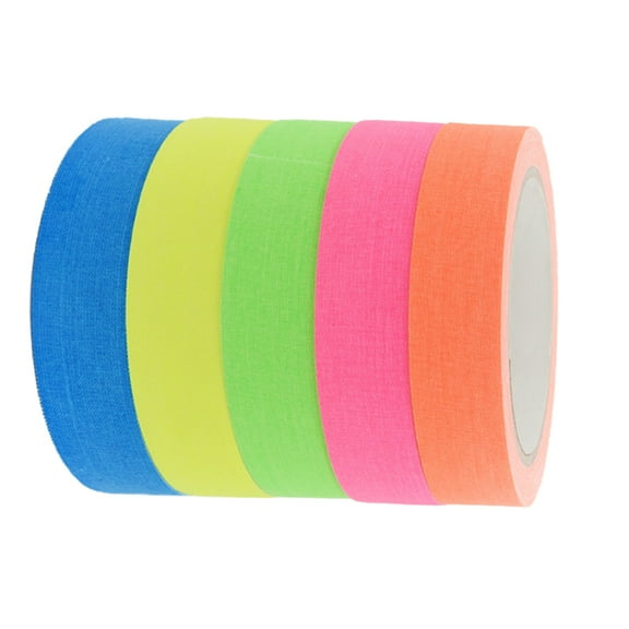 5 Rolls of Fluorescent UV Cotton Tape Self-Adhesive Glow In The Dark Tape(Yellow Green Pink)