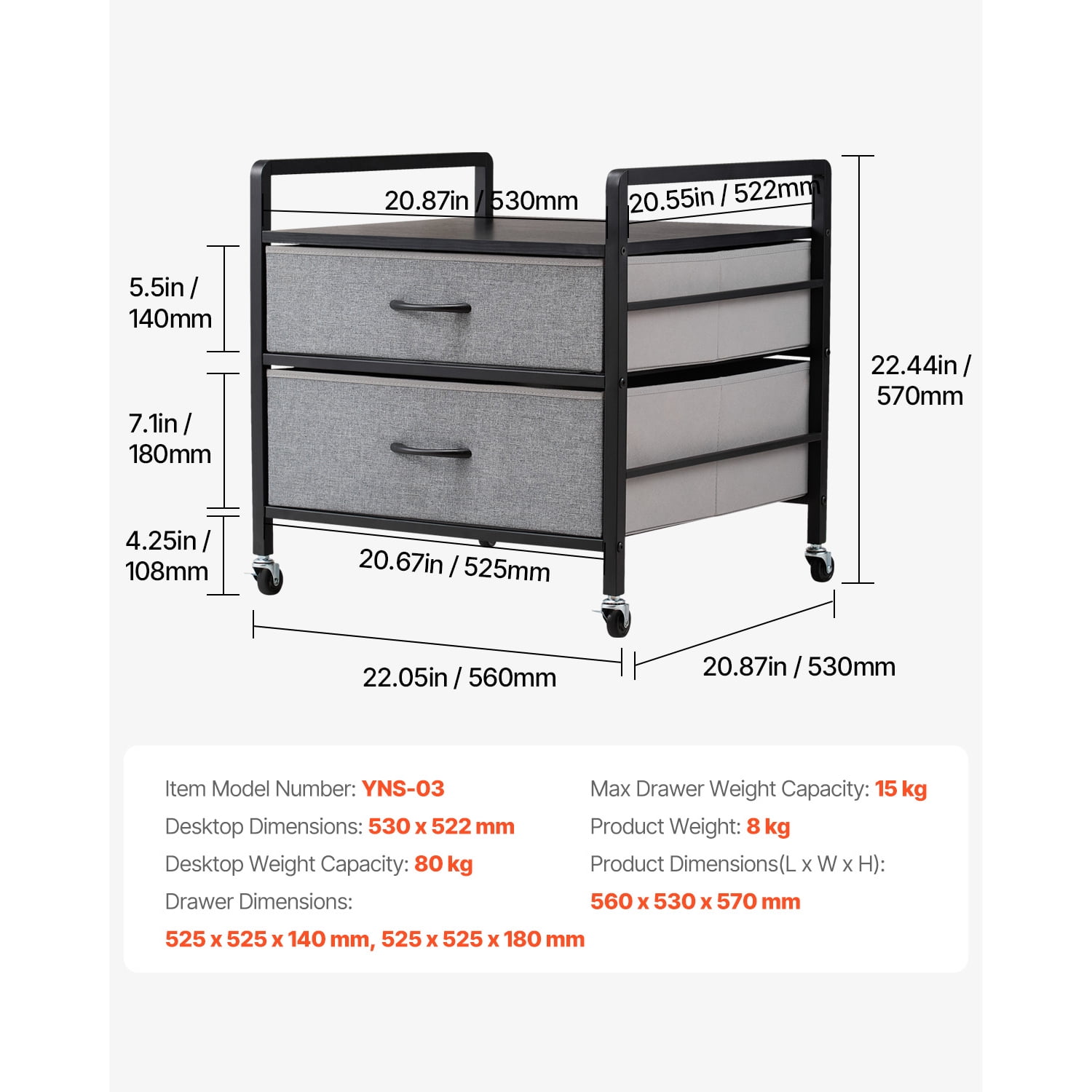 KFFKFF Mini Fridge Stand with Storage Mini Fridge Organizer18.1" Mini Refrigerator Cabinet Heavy Duty Mini Fridge Table with Rolling Cabinet and 2 Drawers 22*21*22inch White