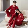 thumbnail image 1 of Amante de la Navidad ropa de dormir roja pareja conjuntos de 2 piezas primavera otoño Mujer pijamas conjuntos Pijama Mujer, 1 of 4