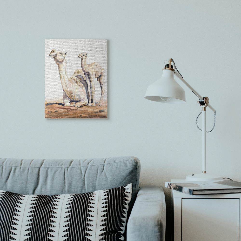 Stupell Industries Cute Baby Camel Family Animal Watercolor Painting Super Canvas Wall Art by George Dyachenko