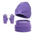 thumbnail image 5 of Gubotare Toddler Boy Hat and Glove Set Kids Winter Hat Scarf Gloves Set, Toddler Fleece Lined Gloves Warm Knitted Scarf Winter Beanie with Pom for Boys Girls (Dark Purple,One Size), 5 of 6