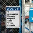thumbnail image 6 of Weatherproof Vertical ANSI No Trespassing Sign (No trespassing Warning Keep off fence Private property) 8 in" x 12 in" UV Resistant Indoor Outdoor Workplace Insdustrial Caution Warning Sign, 6 of 7