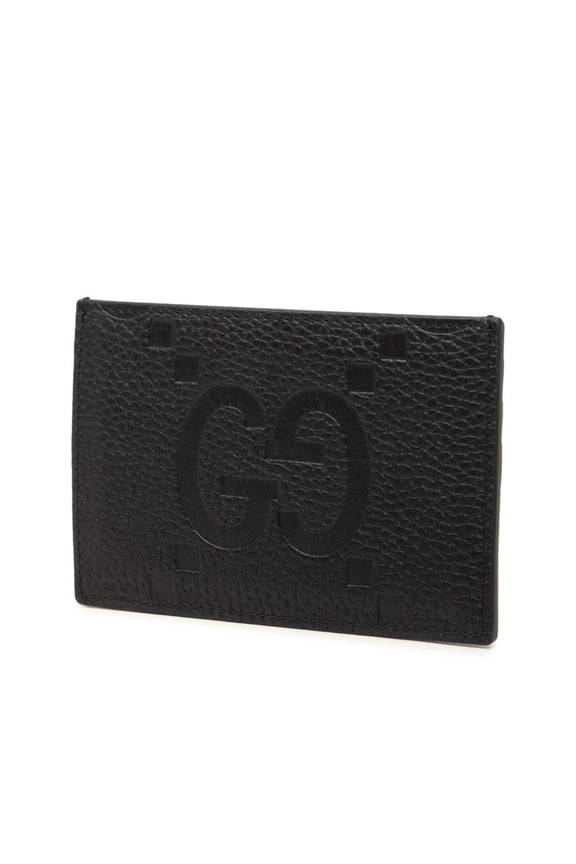 Pre-Owned Gucci Maxi GG Jumbo Business Card Holder/Card Case 812681 Black Leather Women's GUCCI