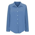 thumbnail image 3 of IROINNID Women Solid Color Long Sleeve Button Down Shirt Casual Loose Fit Blouse Top Womens Fashion Basic Comfortable Button Up Shirt Female Elegant Stylish Tunic Shirt(Dark Blue#1,2XL), 3 of 7