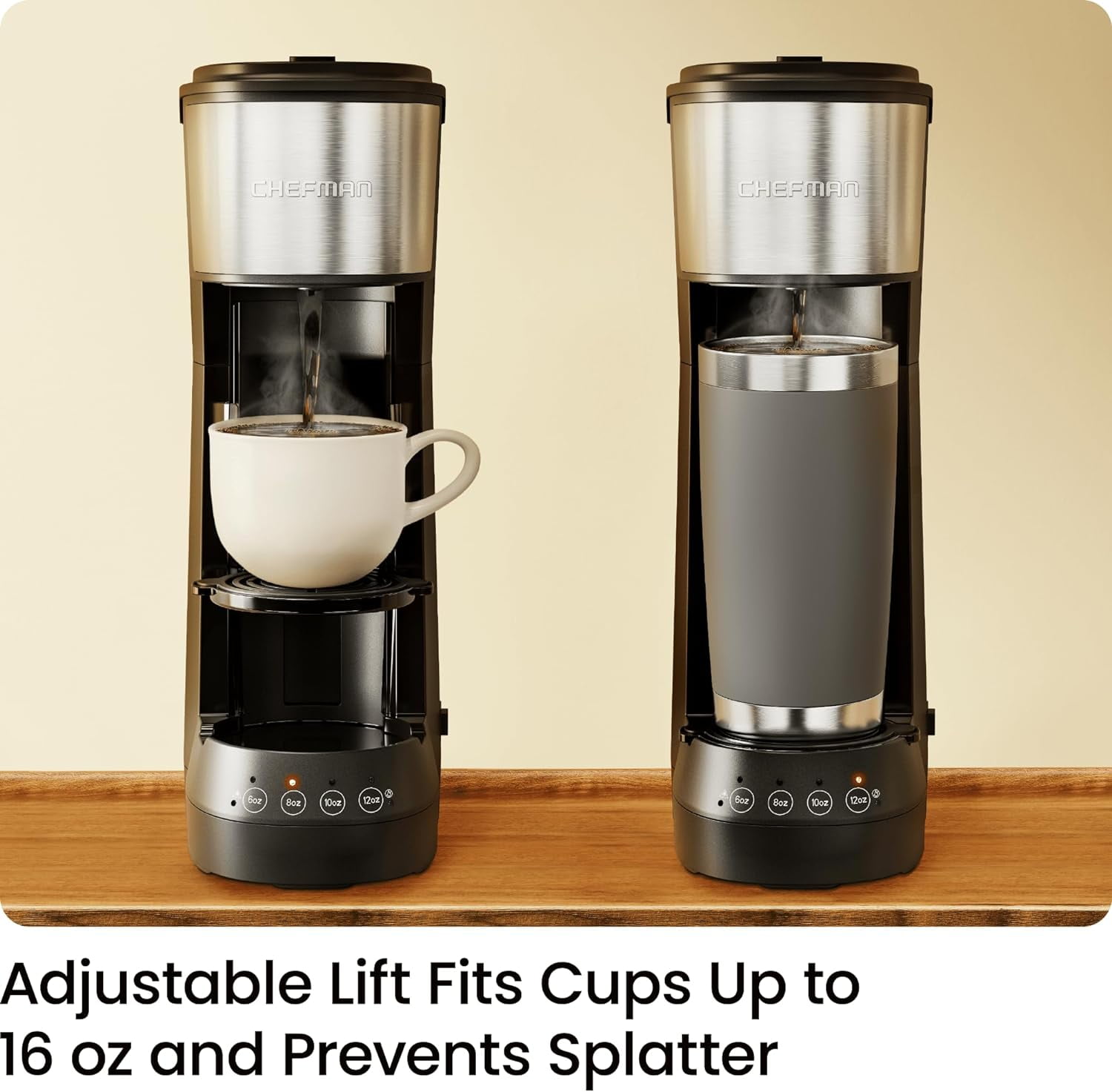 Chefman InstaCoffee Max+ Single Serve Coffee Maker w/ 40oz Reservoir, Cup Lift, Reusable Filter - Black