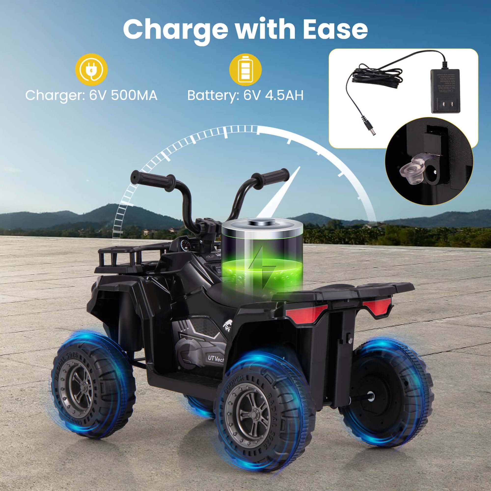 予約販売 Costway Kids Ride On Electric ATV 6V 4-Wheeler Quad Car with 絵本・児童書