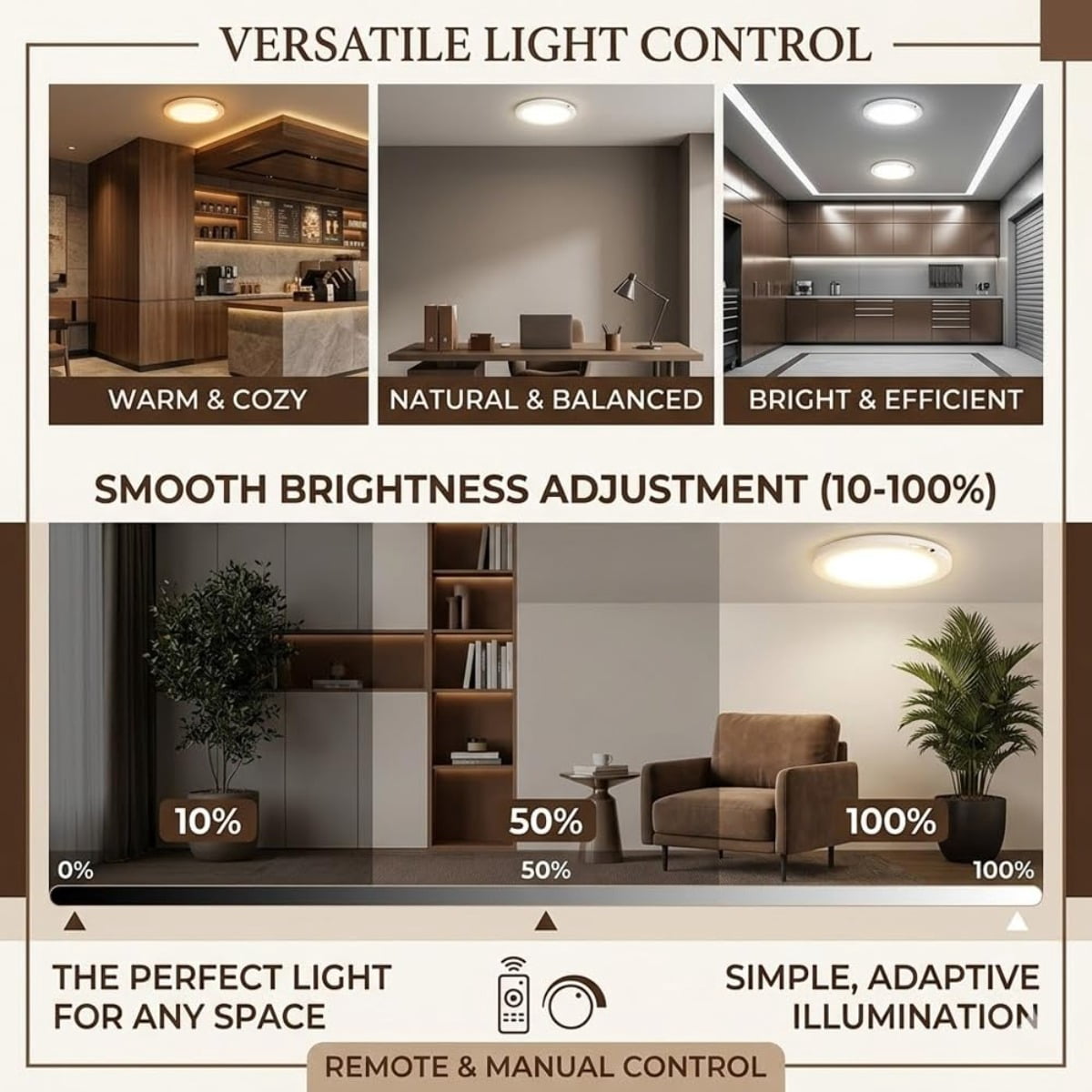 Rechargeable Ceiling Light with Remote: Motion Sensor, 3 Color Temps, Battery Operated, No Wiring