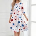 thumbnail image 4 of BOMYJESK Women's 250th Anniversary USA Flag Floral Maxi Dress 4th Of July Summer Dresses Boho Independence Day Midi Dresses Casual Patriotic American Flag Evening Dress for Party White XL, 4 of 7