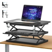 Adjustable Standing Desk Converter – Tall Sit to Stand Desk Riser with Independent Keyboard Platform and 21.5 Max Height for Laptops or Monitors