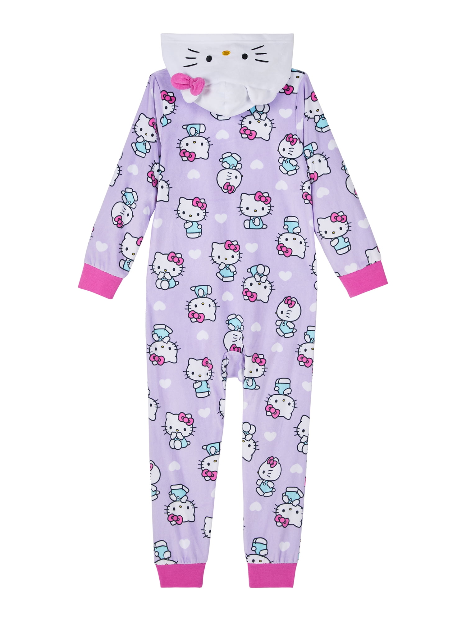 Hello Kitty Girls Hooded Union Suit Pajama, Sizes 4-12
