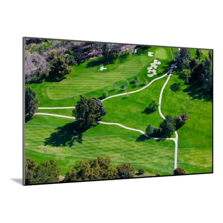 - Triangular aerial view of Ojai Valley Inn Country Club Golf Course in Ventura County, Ojai, CA Wood Mounted Print Wall Art