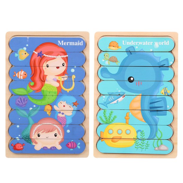 HEVIRGO Puzzles Toys Cartoon Design Universal Wooden Young Children