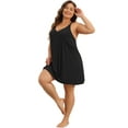 thumbnail image 3 of DARING DIVA Women's Plus Elegant V Neck Chemise Nightgown 1X Black, 3 of 6