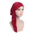 thumbnail image 2 of SPRING PARK Fashion Women Wrinkle Elegant Long Turban Cap Head Wrap Soft Chemo Hat Beanie Adult Muslim Hijab, 2 of 6