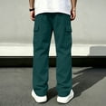 thumbnail image 4 of Resicozy Baggy Sweatpants Men Wide Leg Casual Joggers Cotton Loose Drawstring Elastic Waist Pants with Pockets Dark Green 2XL, 4 of 6