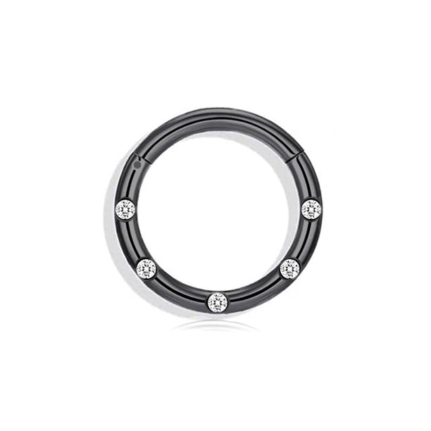 Qarigey 10 piezas de anillo de nariz de acero inoxidable anticorrosivo de diamantes de imitación electrochapado elegante cuerpo Loop Ropa, zapatos y accesorios Miscelánea Negro 1.2x8 mm Qarigey AP012804-06