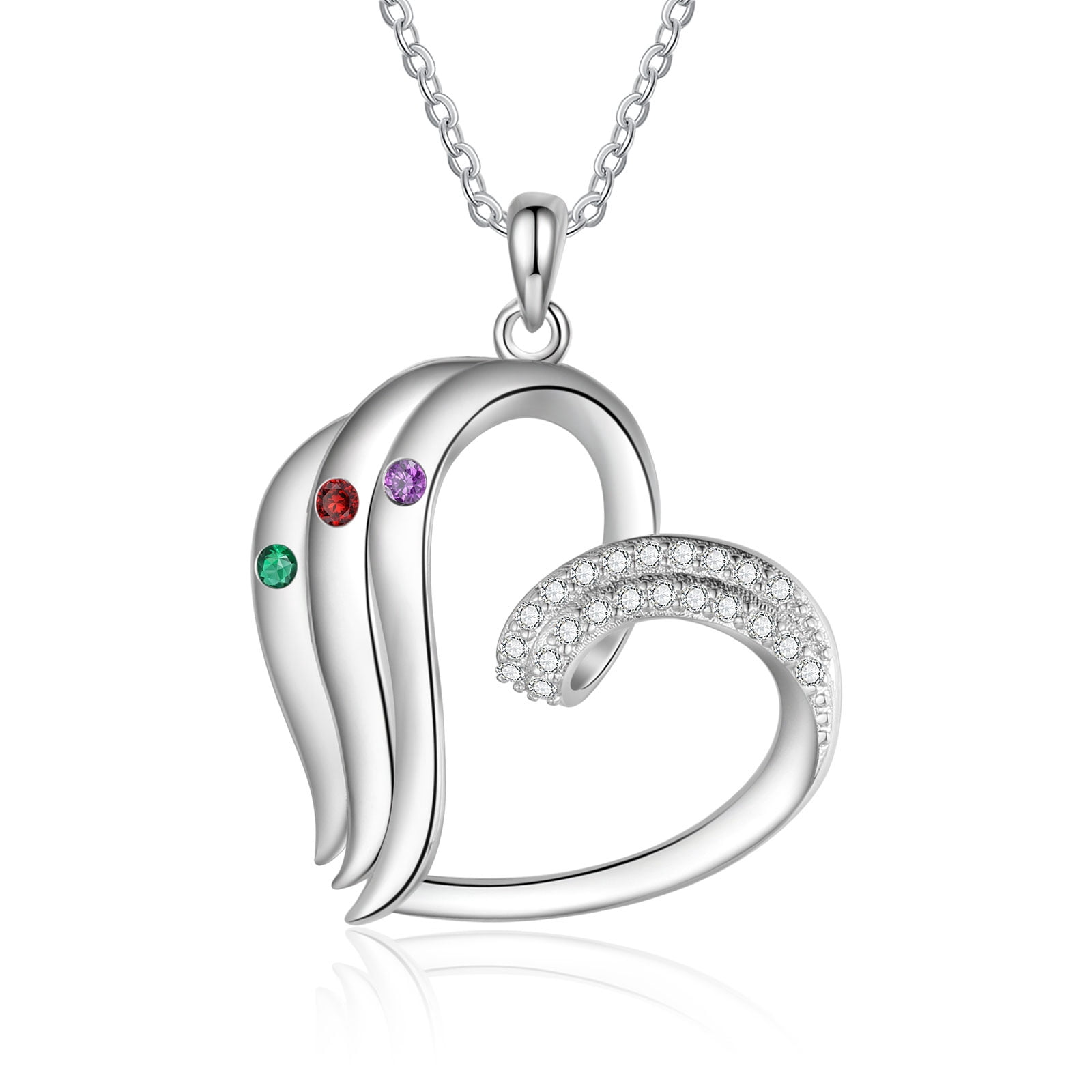 Mementos Personalized Brass Family Necklace for Women (Mother) with 3 Birthstones and Names