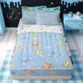 thumbnail image 2 of meiyoeat Blue Softball Bow Zipper Twin Comforter Sets with Fitted Sheet and 2 Pillowcases for Girls, Cute Ball Glove Print Zipper Bedding Set, Star Reversible, 4-Piece, 2 of 7