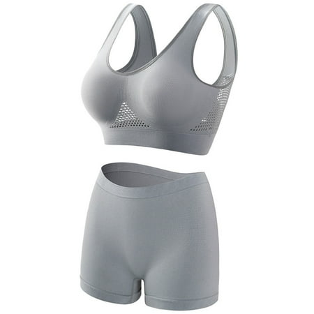 EHTMSAK Sports Bras for Women No Underwire Large Size Women s Underwear Hollow Breathable Cool Liftup Bra Gray 3XL