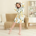 thumbnail image 3 of FORMRS Niños Bathrobe Unisex Hooded Robe Soft Plush Pajamas Sleepwear, Size 7-9T, White Watercolor Oranges, 3 of 7