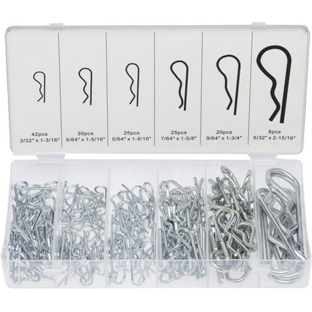 Neiko 50457A Cotter Pin Assortment Kit, 150 Piece Zinc Plated Steel Clips, Small Cotter Pins for Use on Hitch Pin Lock System, Assorted Cotter Pins, Hair Pin Assortment Kit, R Clips