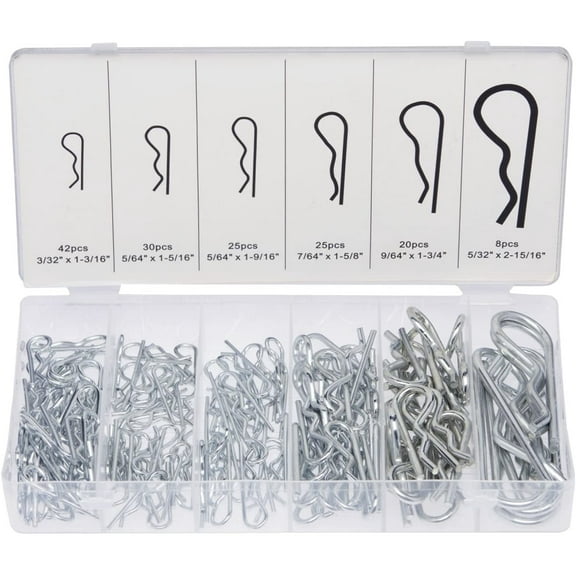 Neiko 50457A Cotter Pin Assortment Kit, 150 Piece Zinc Plated Steel Clips, Small Cotter Pins for Use on Hitch Pin Lock System, Assorted Cotter Pins, Hair Pin Assortment Kit, R Clips