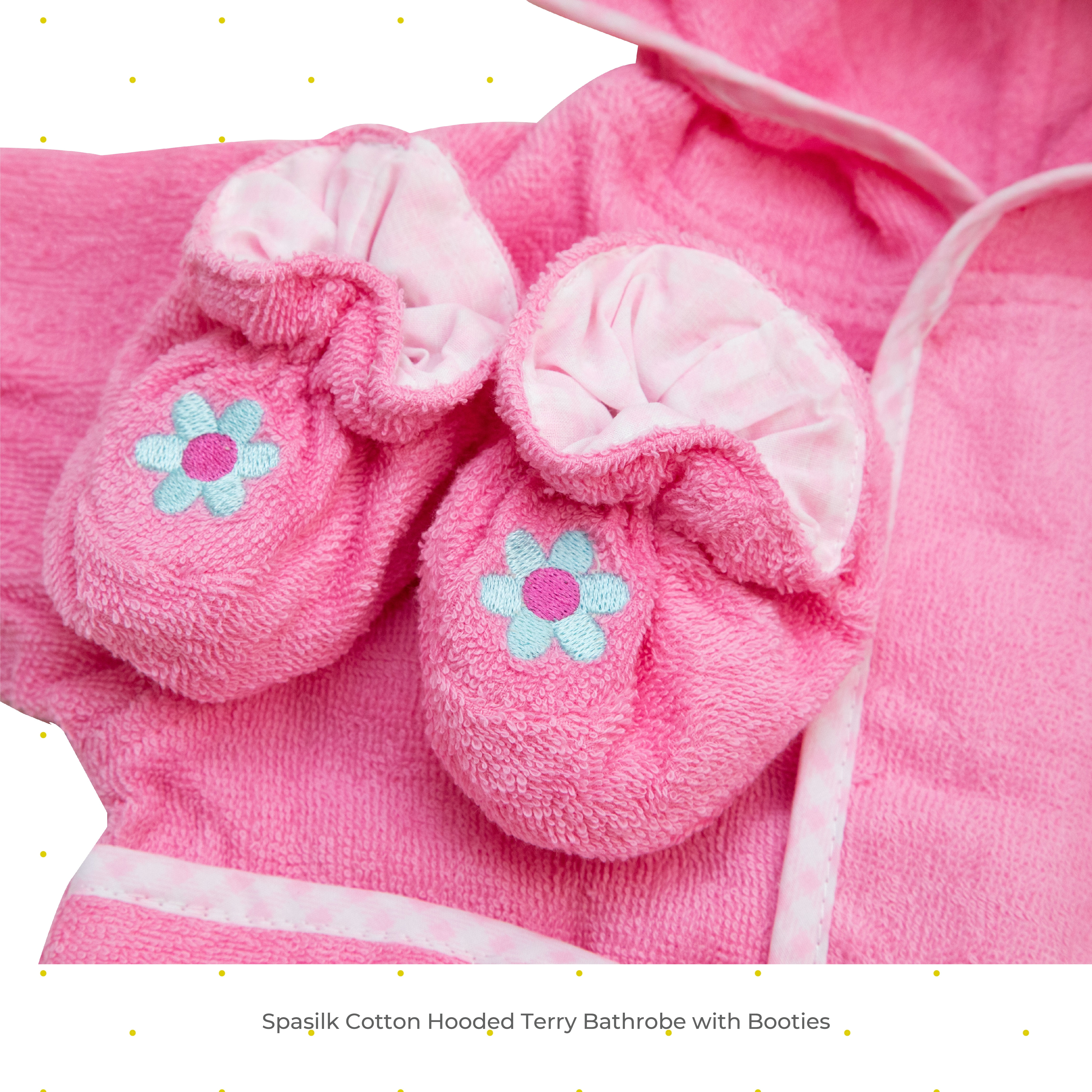 Spasilk Hooded Terry Bathrobe With Booties, Baby Gift Basket, Pink Flamingo
