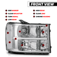 thumbnail image 2 of M-AUTO Headlamp Assembly with 2 Pairs Pre-Assembled 6000K LED Bulbs Replacement for 2007-2014 GMC Sierra Pickup, 2 of 12