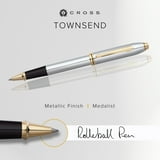 Cross Townsend Medalist Ballpoint Pen - Medium Point, Polished Chrome With 23K Gold Plating, Gift Box