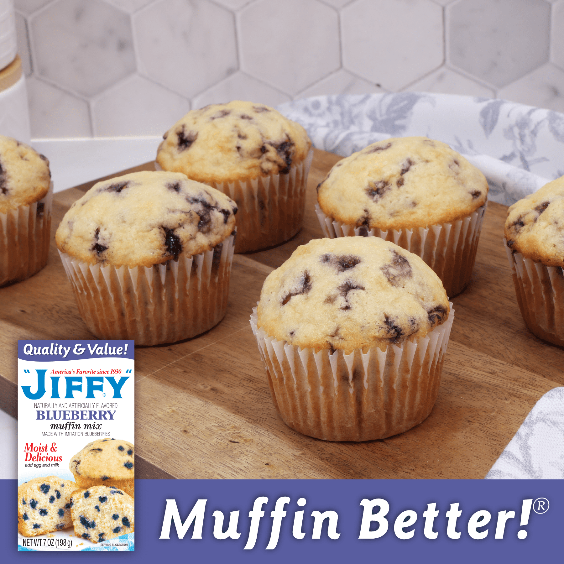 (3 pack) "JIFFY" Blueberry Muffin Mix, 7 oz Box
