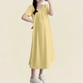 thumbnail image 3 of Xuniizn Robe de Maternité pour Femmes à Col Rond, Manches Courtes, Robe Confortable et Décontractée de Couleur Unie pour Baby Shower, M-2TG, 3 of 6