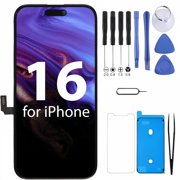 iPhone 16 Screen Replacement, 6.1 Inch Incell LCD Display Touch Screen Digitizer, Comes with Full Repair Tool Kit and Tempered Glass Protector for iPhone 16 A3240 A3241 A3242 A3243