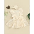 thumbnail image 3 of Qtinghua Newborn Infant Baby Girl Jumpsuit Sleeveless Tulle Lace Floral Romper with Headband Summer Clothes, 3 of 9