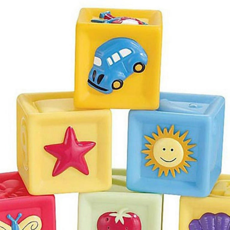 TureClos 10PCS Set Baby Blocks Toys Non toxic Soft Plastic Cartoon Cube Building Children Educational Soft Rubber Blocks