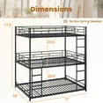 thumbnail image 3 of Costway Full Over Full Over Full Metal Bed Frame Heavy-Duty Triple Bunk Bed w/Dual Ladders, 3 of 10