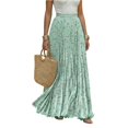 thumbnail image 3 of Boho Skirts for Women Comfort Waist Floral Long Flowy Skirts Casual Summer Vacation Pleated Skirts, XL, 3 of 5
