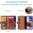 thumbnail image 3 of Dteck Wallet Phone Case for Samsung Galaxy A53 5G, Retro Matte 9 Card Holder Slots Zipper Pocket Case PU Leather Magnetic Closure Kickstand with Wrist Strap Shockproof Folio Flip Case,Brown, 3 of 6