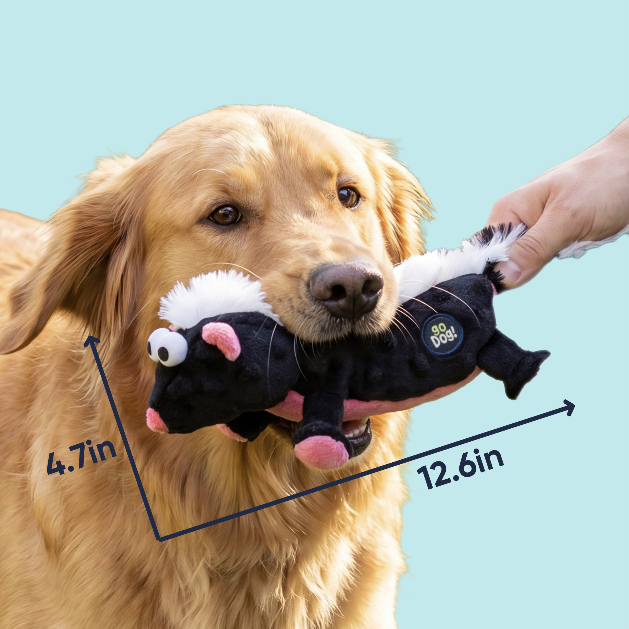 goDog Urban Wildlife Stella Skunk Squeaky Dog Toy, Plush with Chew Guard Technology, Medium
