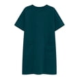 thumbnail image 6 of CHUMUD Cotton Short Dresses for Women Crew Neck T-shirt Mini Dress with Pockets Summer Solid Casual Loose Outfits, 6 of 6