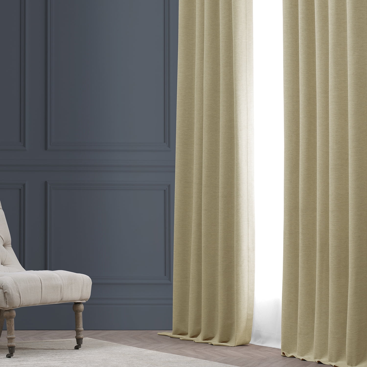 Half Price Drapes Candlelight Bellino Textured Faux Linen Room Darkening Curtains For Bedroom & Living Room Curtains(1 Panel), 50W X 84L