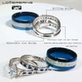 thumbnail image 3 of Adjustable size Wedding Ring Sets His And Hers Couples Women 925 Sterling Silver Blue Cz Man Tungsten Carbide Wedding Bands, 3 of 9