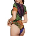 thumbnail image 2 of Rateoe Multicolored Beautiful Flower1 Printed Women Rash Guard Short Sleeve,Tummy control Swimsuit Surfing Swimsuit Bathing Suit Short-sleeved Onesie UPF 50+ -X-Large, 2 of 7