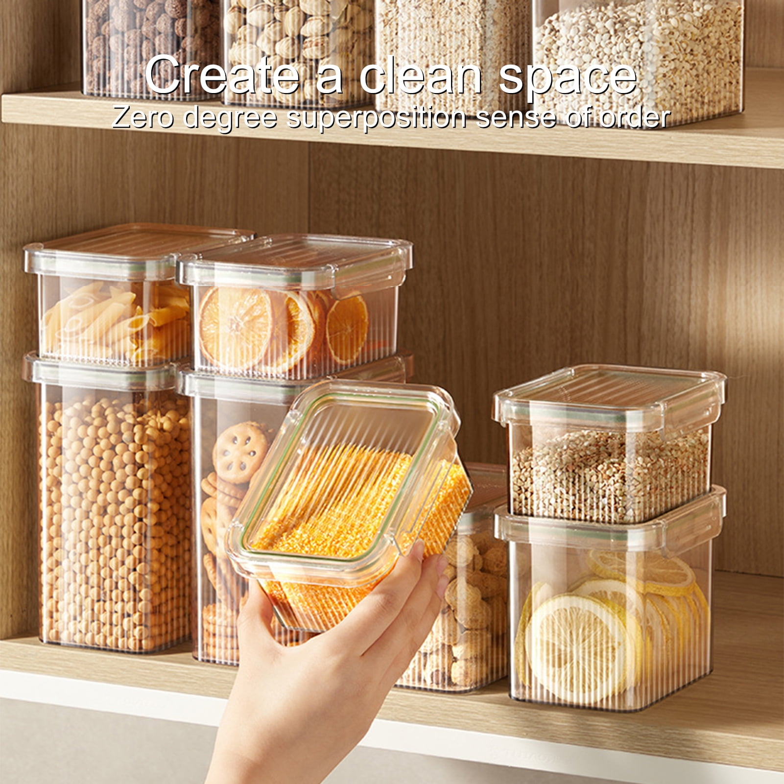 Airtight Food Storage Containers With Lids, Clear Food Storage Boxes, Stackable  Pantry Storage Container, Moisture Proof Pantry Food Canisters, Food Storage  Organizer For Spices Cereals Snacks - Temu