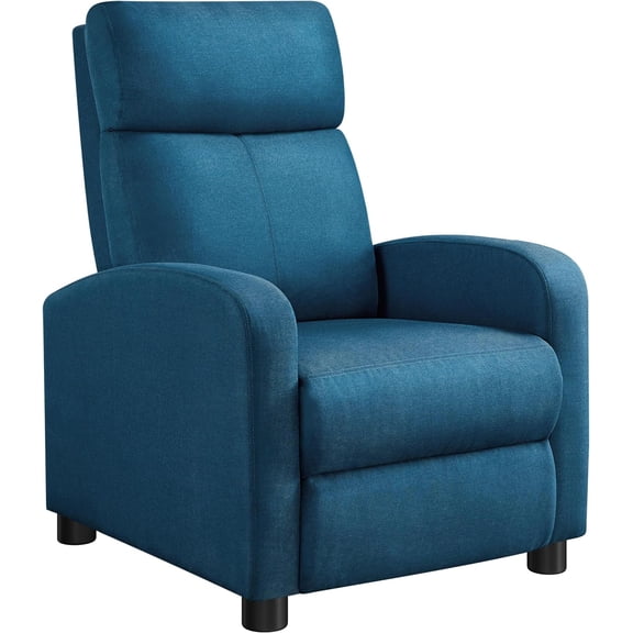 Recliner Chair with 3 Adjustable Angles, Compact Fabric Reclining Sofa Chair with Lumbar Support, Footrest, Pocket Springs for Living Room, Bedroom, Reading Room, RV - Blue