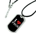 thumbnail image 2 of I Love Pigs Heart Snout Military Dog Tag Pendant Necklace with Cord, 2 of 4